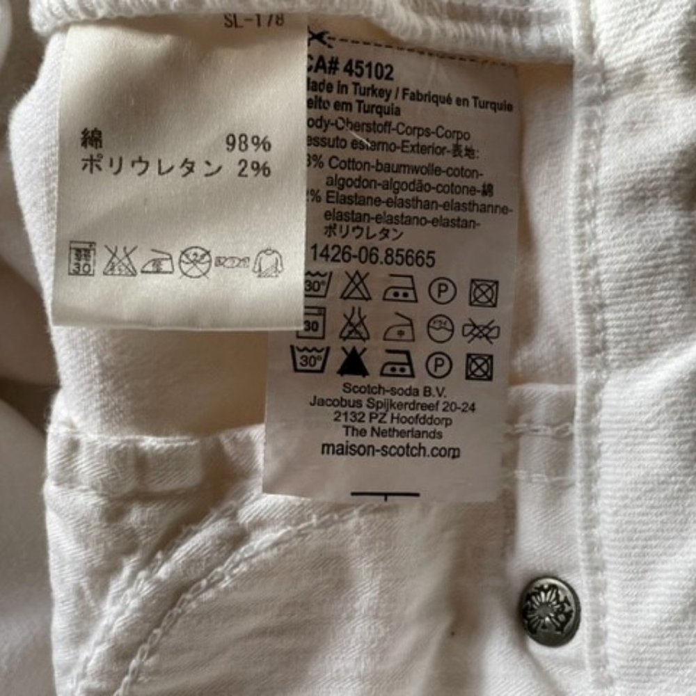 MAISON SCOTCH Amsterdams Blauw SKINNY WHITE JEANS Size 24 Regular, Like New - Picture 11 of 13